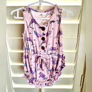 Charlie’s Project Baby‎ Girl 3M Pink Narwhal Bamboo Blend Romper Ruffle Bum